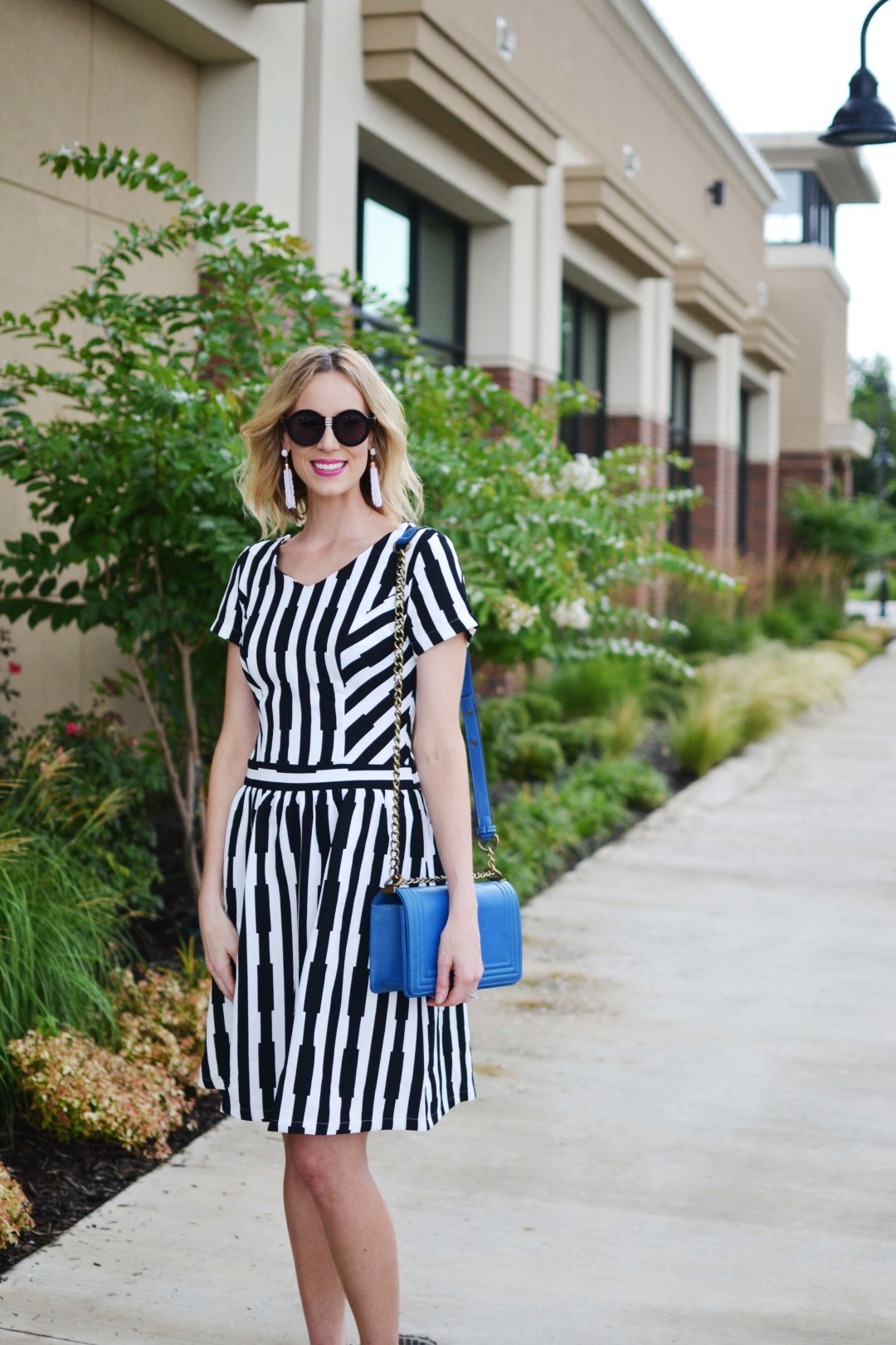Striped Dress and Floral Heels - Straight A Style