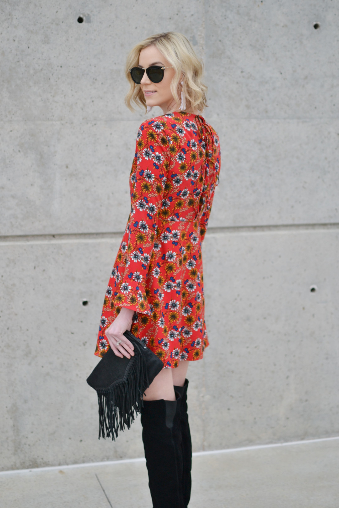 Retro Floral Print Dress - Straight A Style