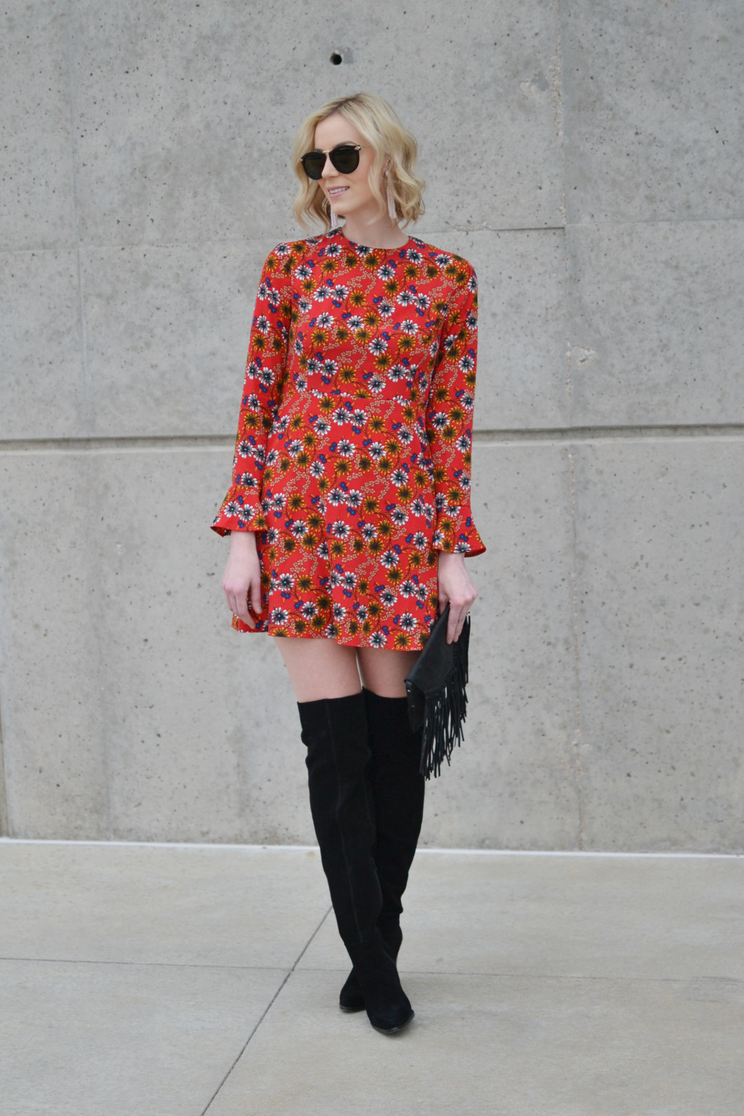 Retro Floral Print Dress - Straight A Style