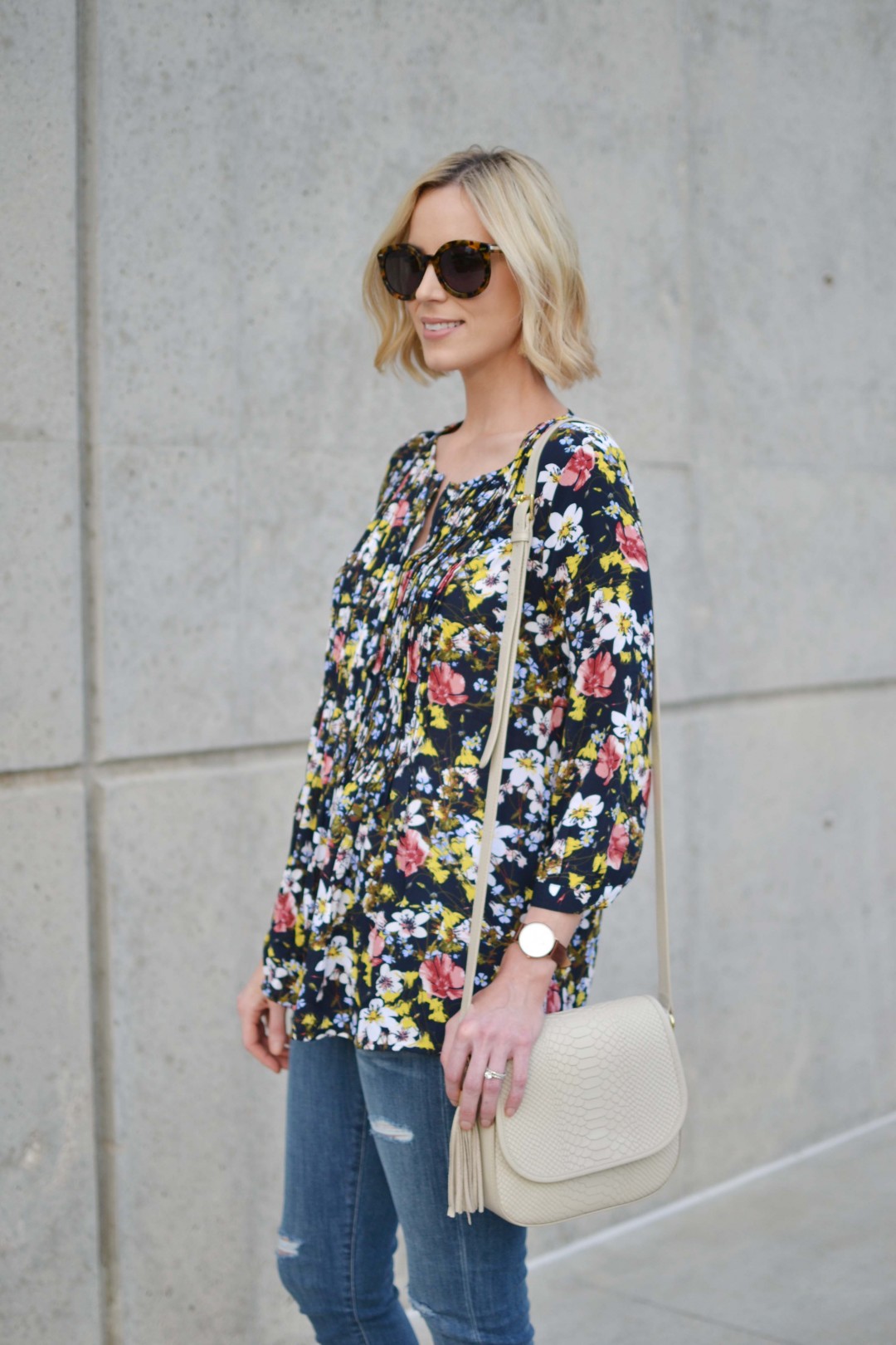 Floral and Distressed Denim - Straight A Style