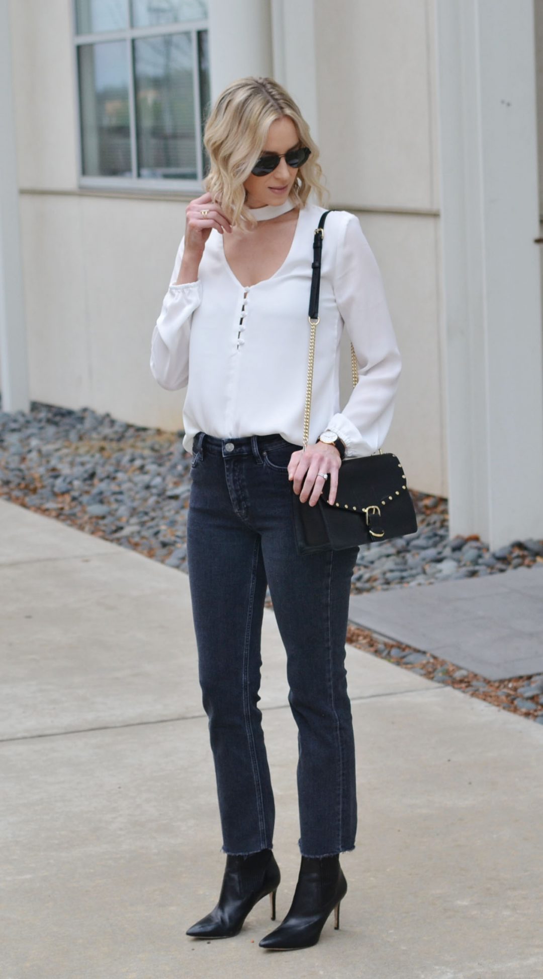 Choker Top with Straight Leg Jeans - Straight A Style