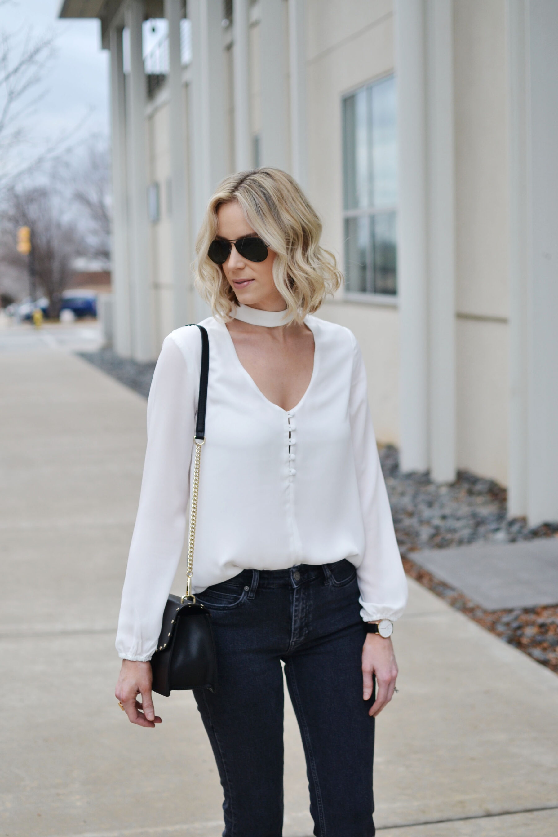 choker top, straight leg jeans IG closeup - Straight A Style