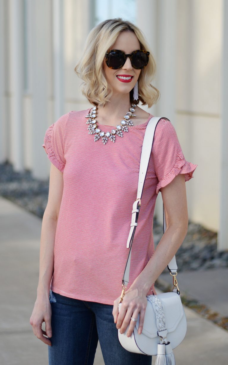 Striped Tulip Sleeved Tee - Straight A Style