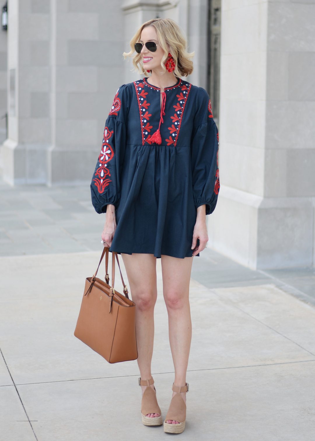 embroidered short dress - Straight A Style