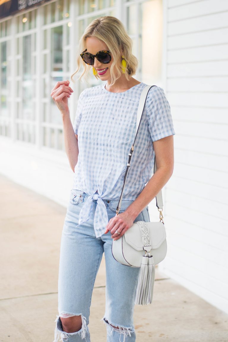 Gingham Tie Front Top - Straight A Style