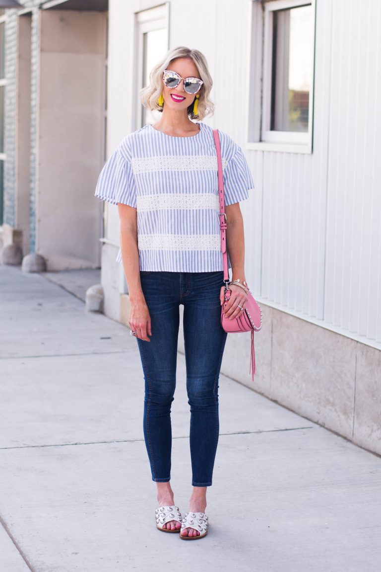 Blue and White Striped Top - Straight A Style