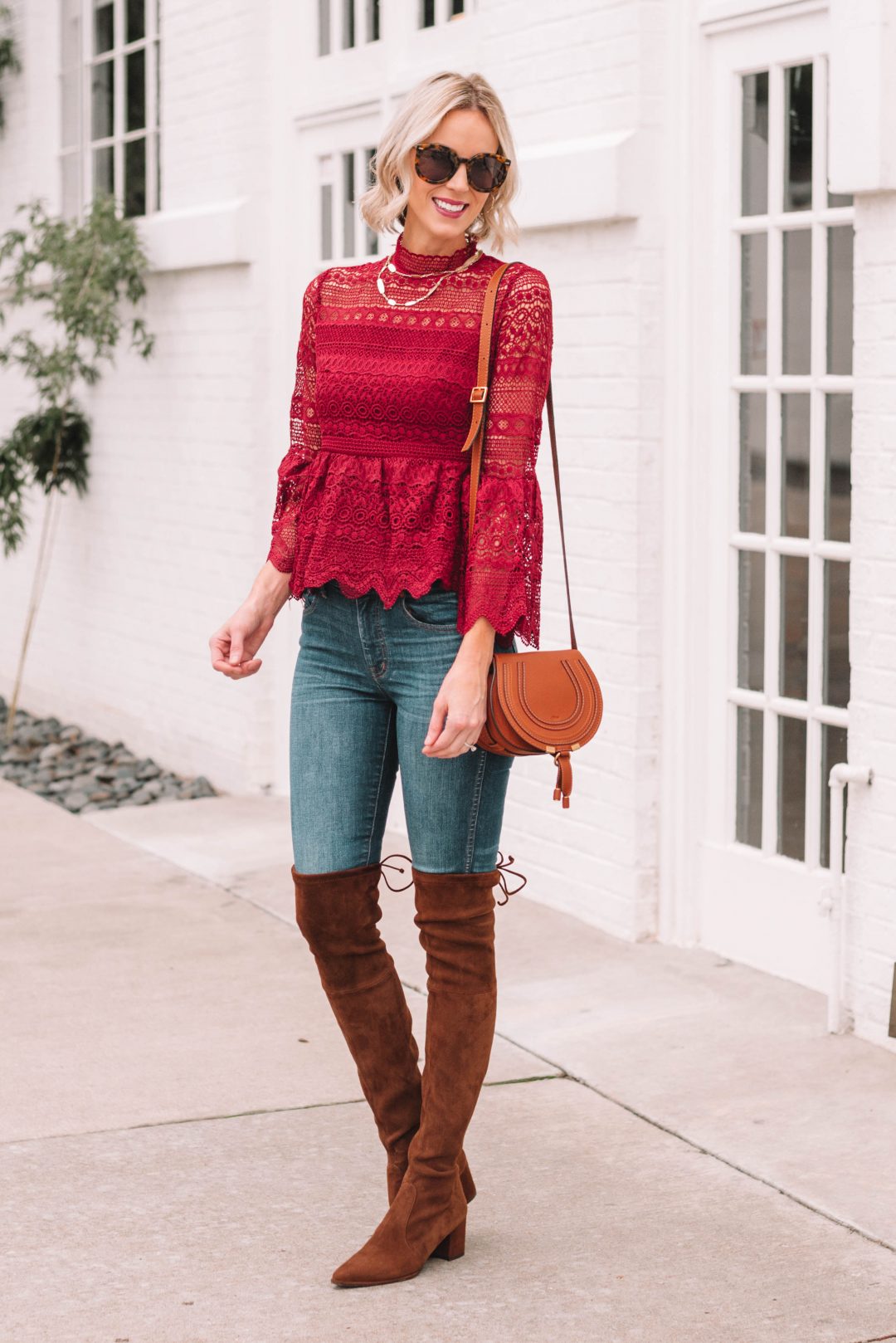 Beautiful Lace Peplum Blouse - Straight A Style