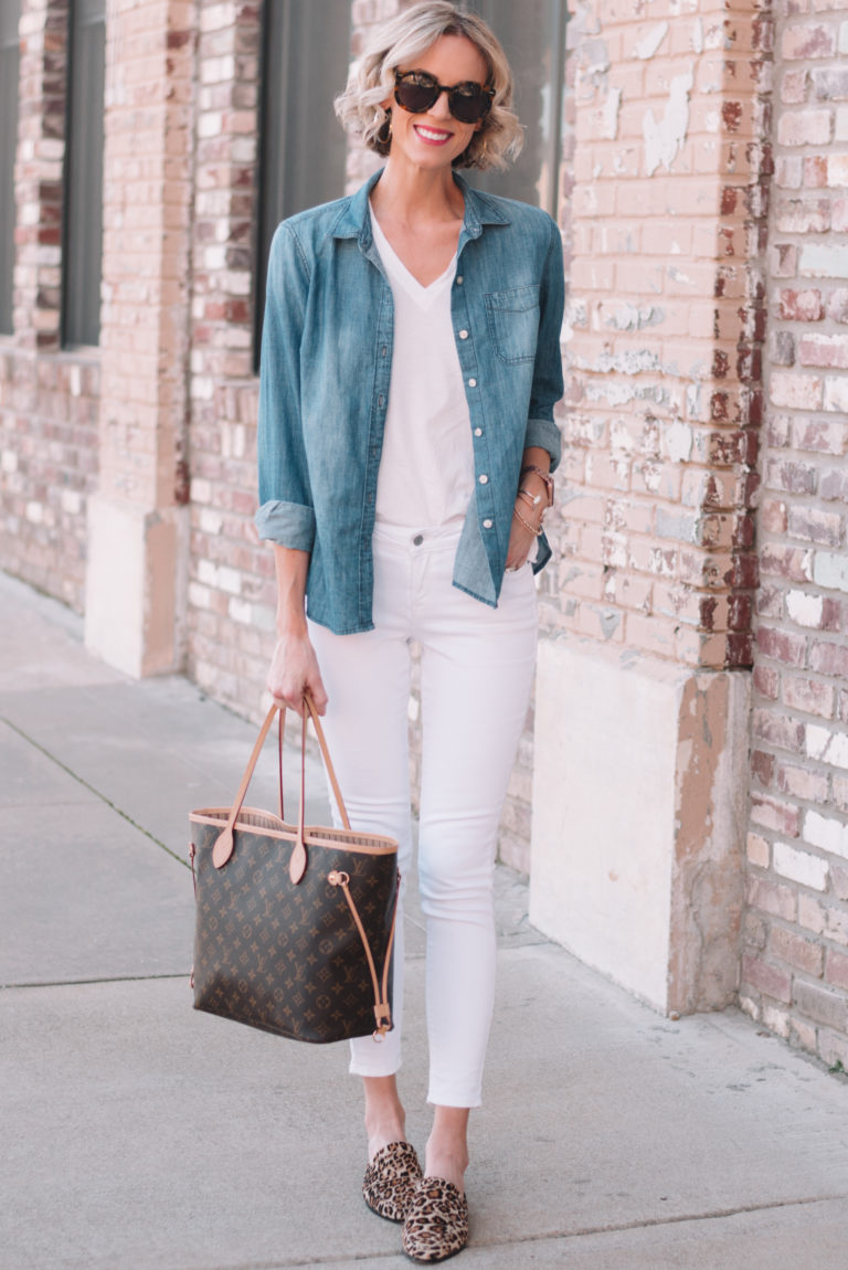 How to Wear a Chambray Shirt - 9 Chambray Shirt Outfits - Straight A Style