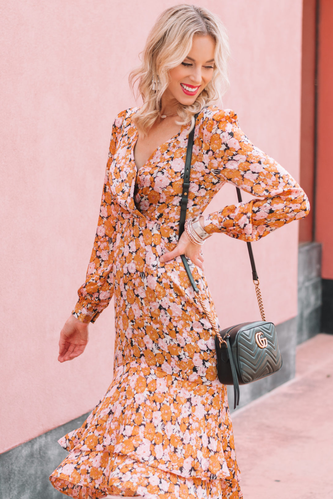 Fall Floral Midi Dress - Straight A Style
