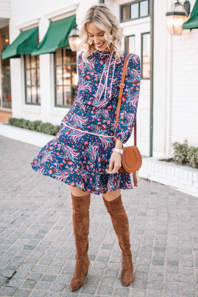 Fall Dress Outfit with Over the Knee Boots - Straight A Style