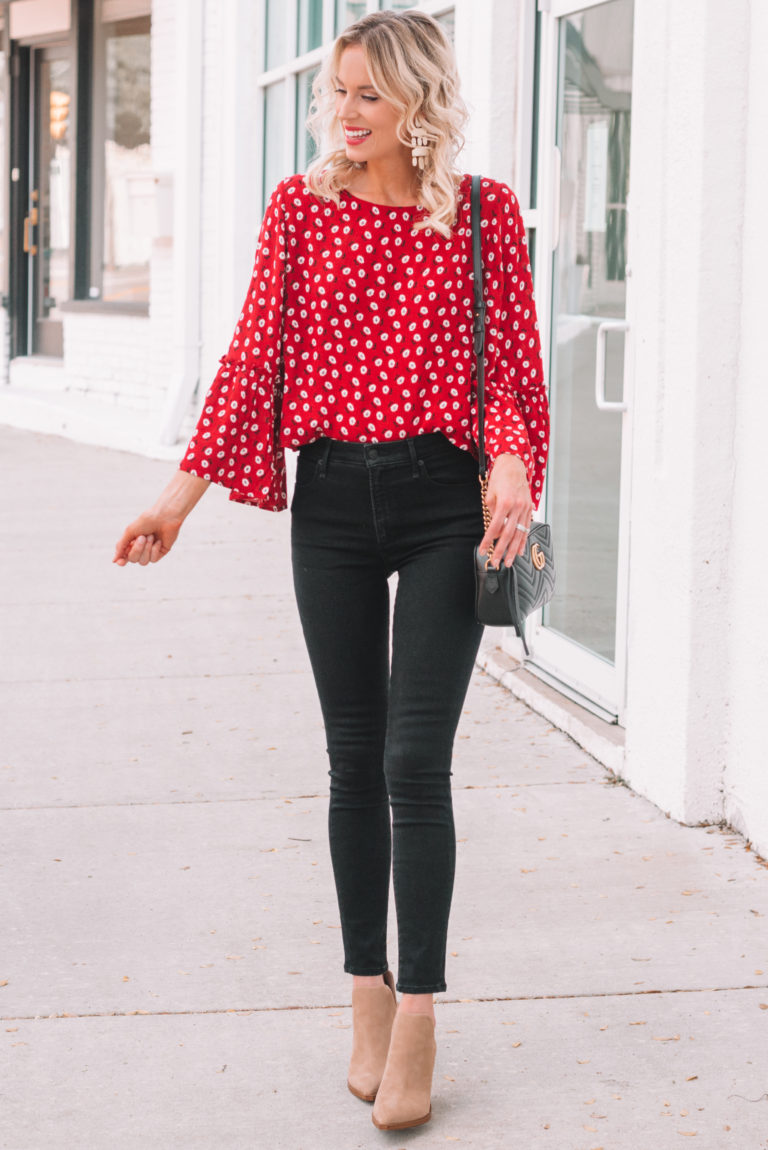 Pretty Red Blouse - Straight A Style