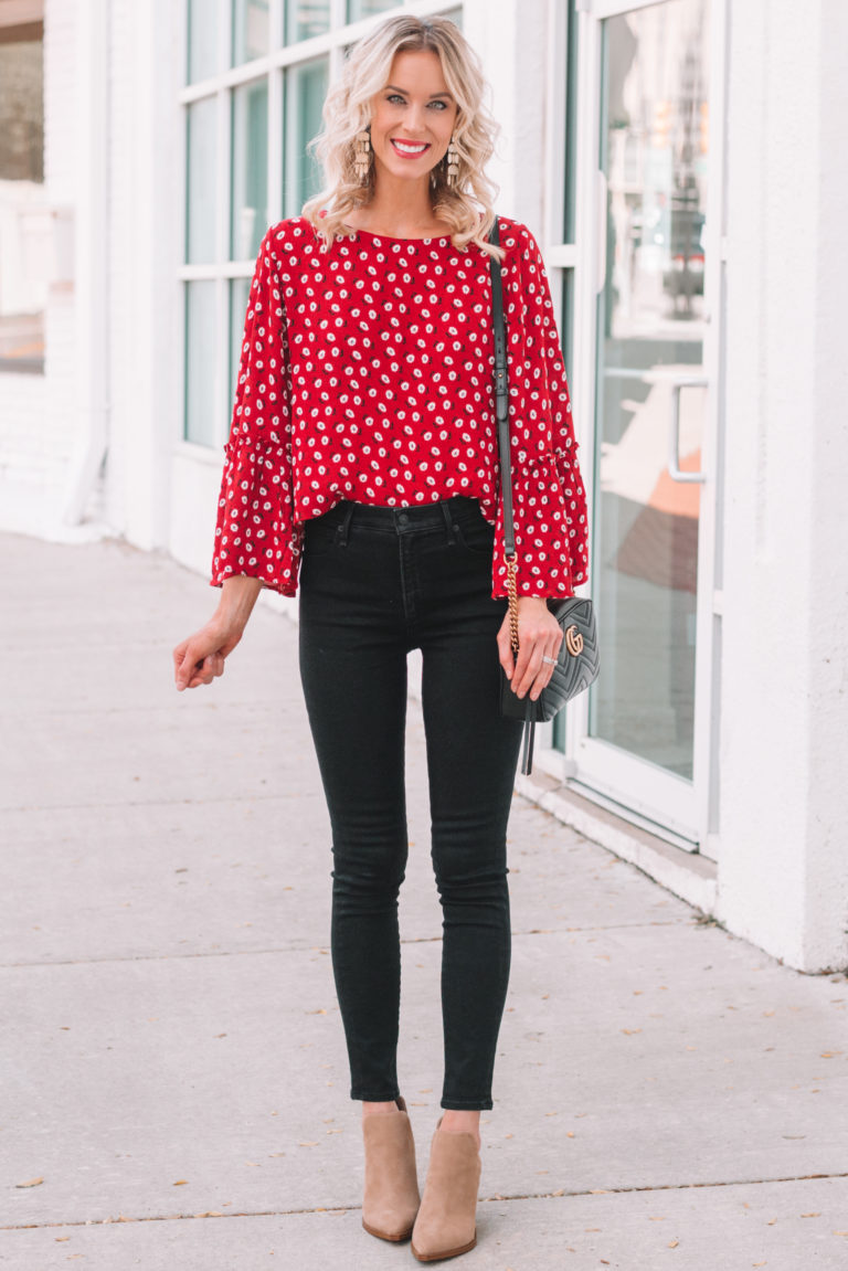 Pretty Red Blouse - Straight A Style