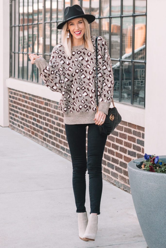 Leopard Sweater Outfit - Straight A Style