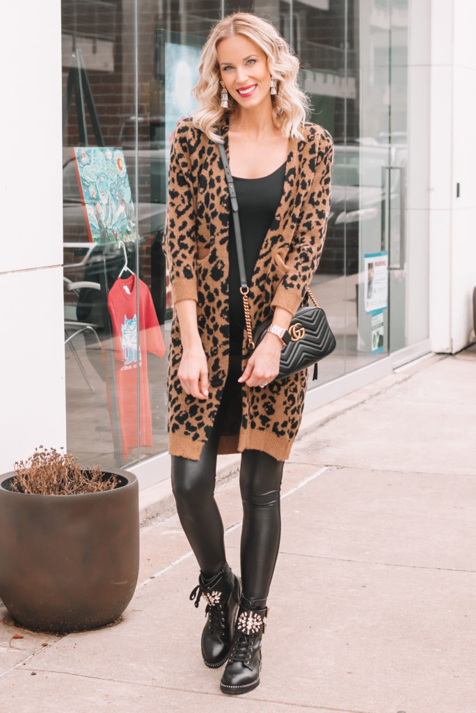 Leopard Cardigan and Leggings - Straight A Style