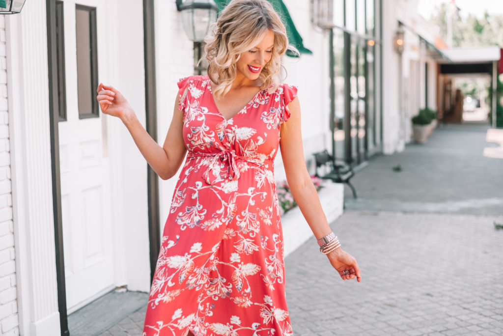 Floral Maternity Wrap Dress - Straight A Style