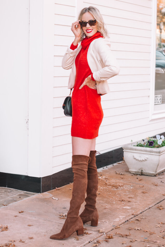 Red Sweater Dress - Straight A Style