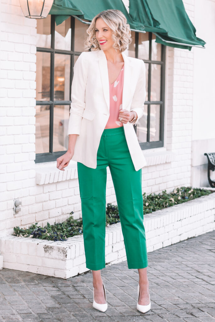 The back to the office cheat sheet: Outfits with white pants – PhD in  Clothes