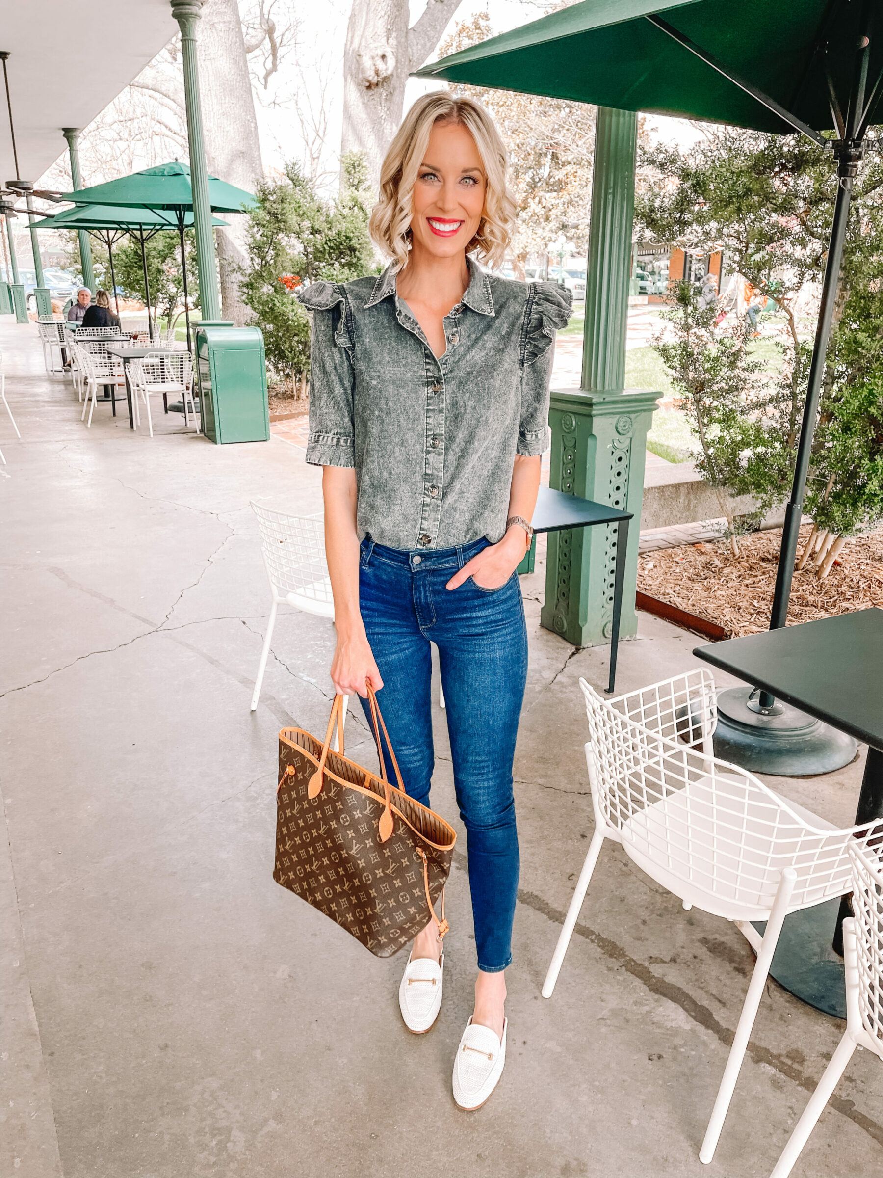 Target Chambray Ruffle Sleeve Top - Just $29! - Straight A Style