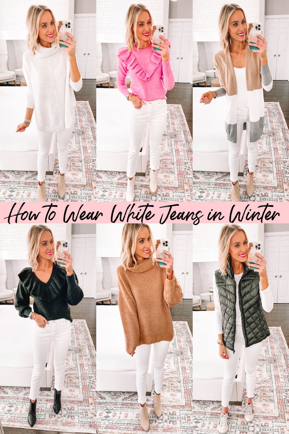 Winter White Jeans Outfit Ideas