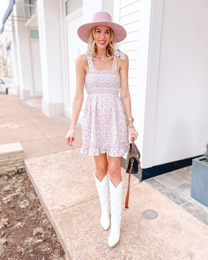 spring cowgirl boots outfit. western chic style.