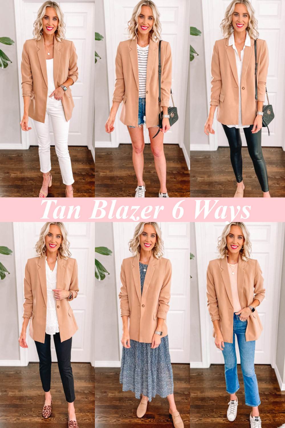 Beige Blazer with Leggings Casual Fall Outfits (2 ideas & outfits)
