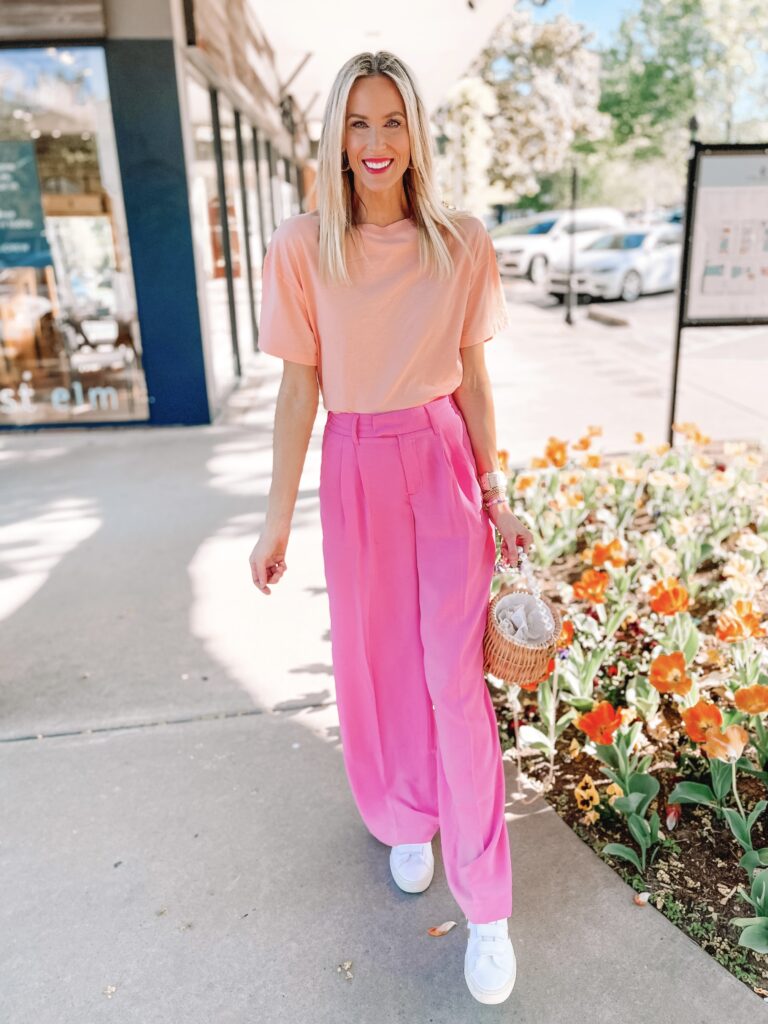 High Waist Casual Pink Wide Leg Jeans Pants  Wide leg jeans outfit, Pink  jeans outfit, Wide leg pants outfit