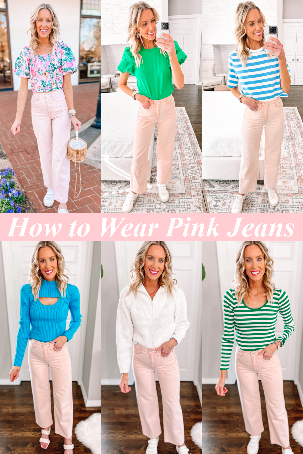 5 ways to wear light pink jeans  Light pink jeans, Light pink pants, Pink  pants outfit