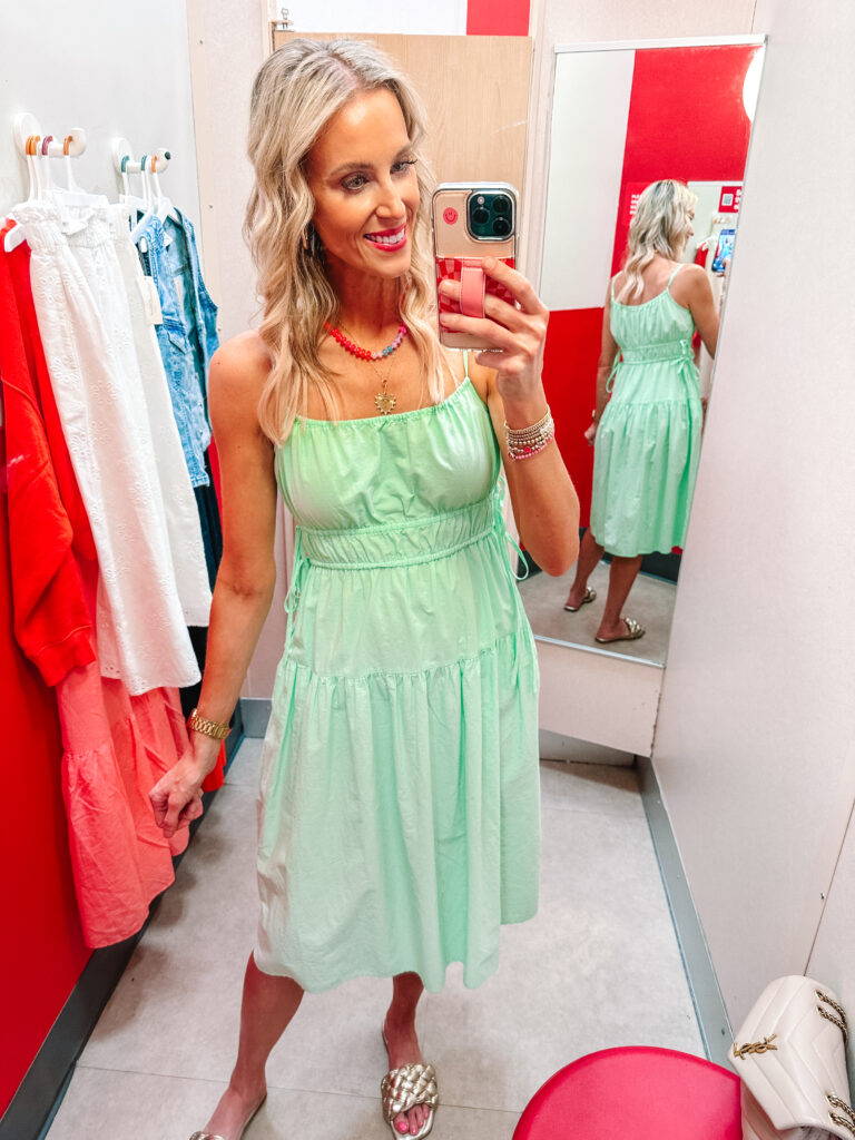 This mint green midi dress is perfect for summer!