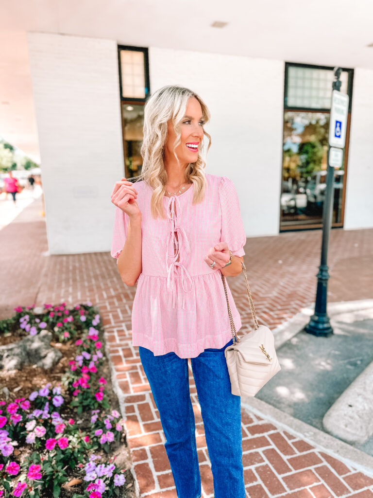 Bow tops are majorly trending right now! I love being able to try out a trend for less. Enter this adorable Amazon bow top!