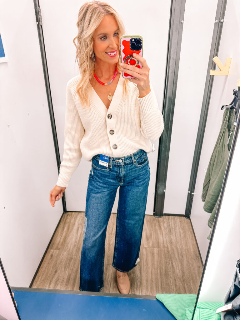 I have the best fall Old Navy try on haul for you all today!! I'm sharing 12 outfit ideas with casual fall outfit ideas, fall dresses, casual work outfit ideas, athleisure, and more! How cute is this wide leg jeans and cream sweater?!