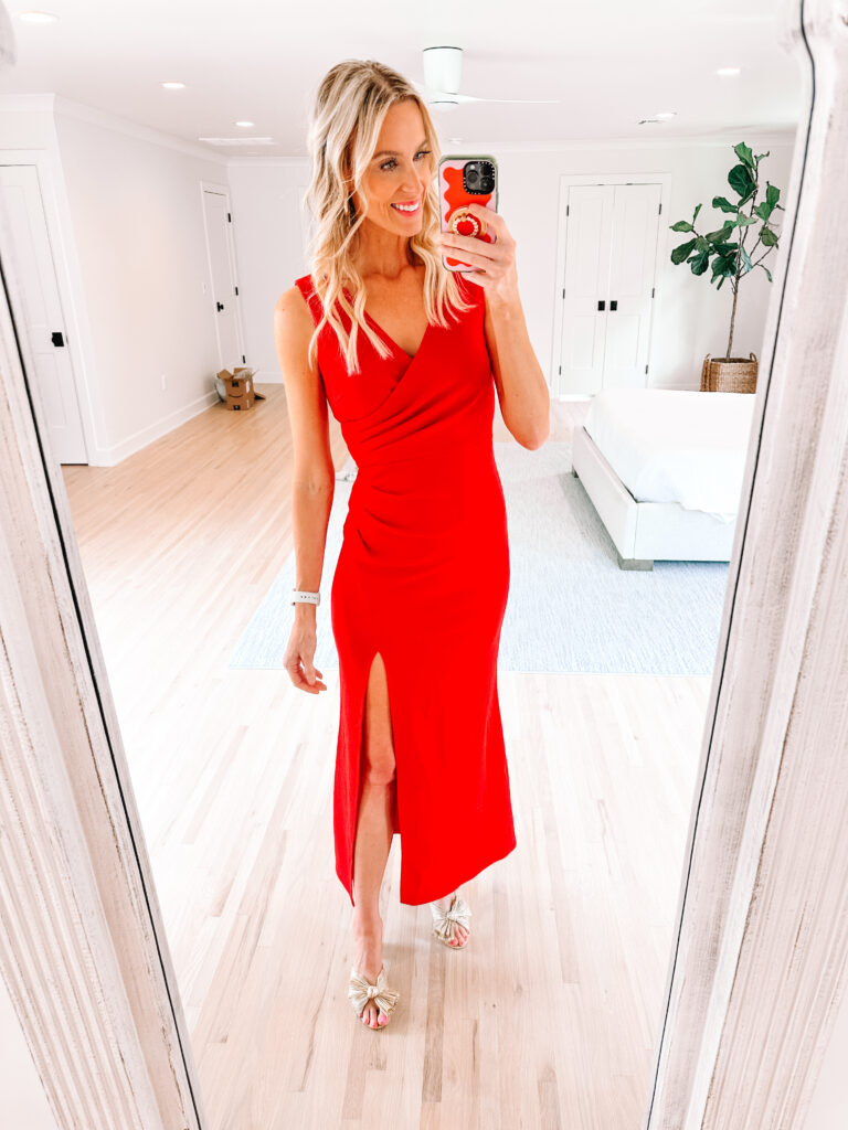 I am rounding up 6 of the best Amazon fall wedding guest dresses for you all $60 and under!! You will turn heads in this gorgeous red formal dress. 