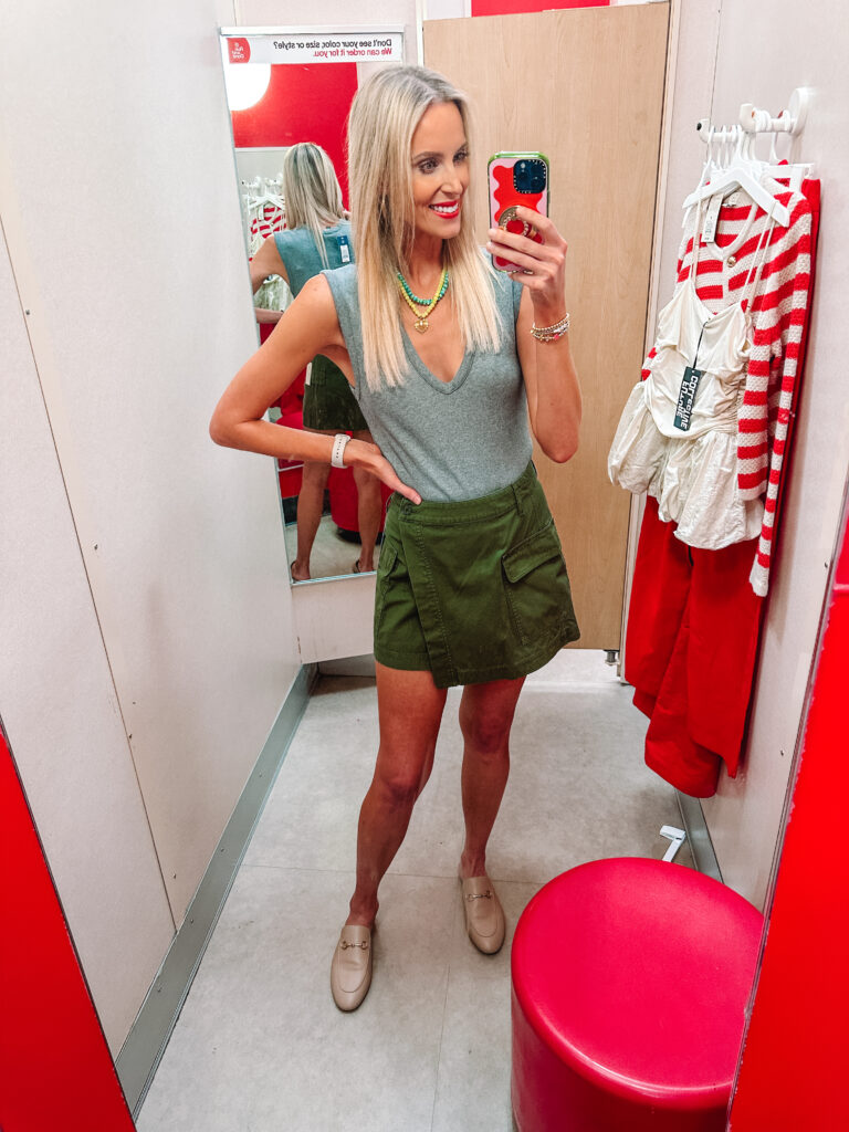 Today I wanted to share my full Target fall try on haul with 10 outfits. You will love these fall outfit ideas with pieces all $35 and under! I love this utility wrap skirt. 