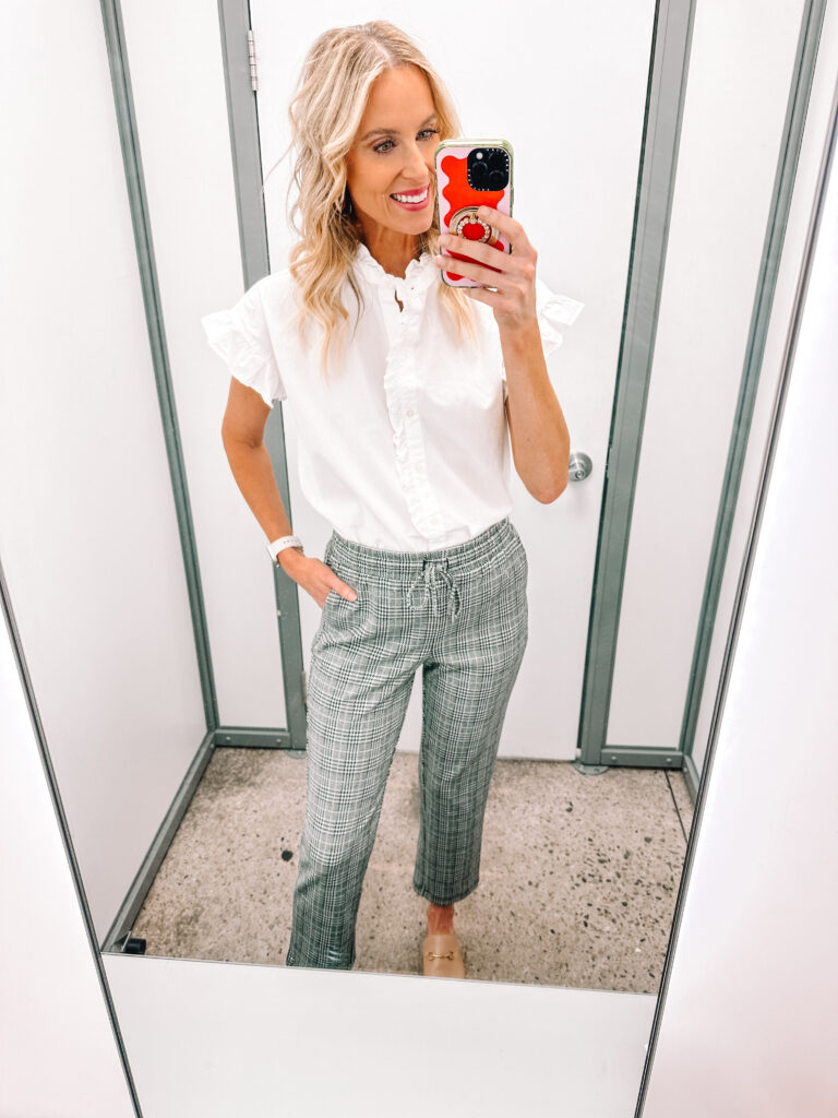 I'm back with another fun Walmart try on haul including some really great workwear pieces and casual items! I love this white blouse with the plaid pants for a business casual work outfit idea. 